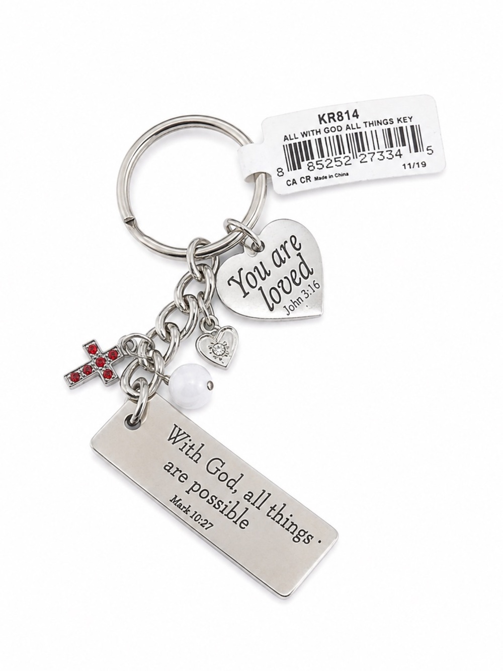 Camco Inspirational Christian Keychain You Are Loved John 3:16 Cross Charm Gift